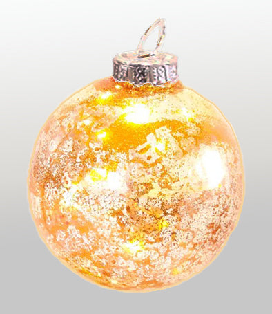 Golds and White Marble Effect Glass Christmas Ornament