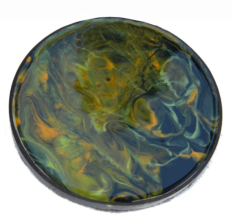 Shades of Green, Orange & Black Abstract Swirl Coaster Set