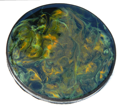 Shades of Green, Orange & Black Abstract Swirl Coaster Set