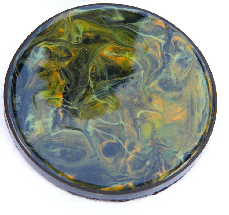 Shades of Green, Orange & Black Abstract Swirl Coaster Set