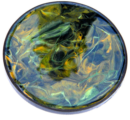 Shades of Green, Orange & Black Abstract Swirl Coaster Set