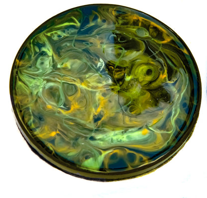 Shades of Green, Orange & Black Abstract Swirl Coaster Set