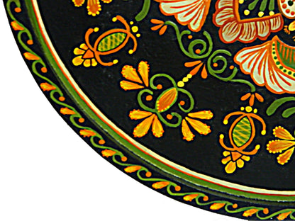 Hand Painted Mandala Wall Hanging in Golds, Oranges, Greens