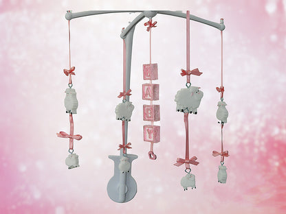 Resin Sheep & Ribbons Crib Mobile, Multiple Colors, Handmade